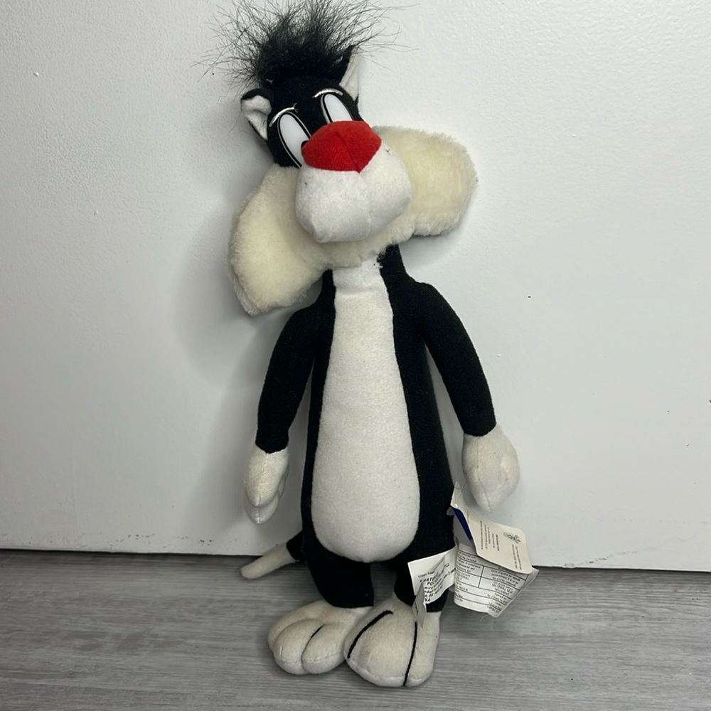 Vintage Warner bros looney tunes black and white Sylvester plush 1997